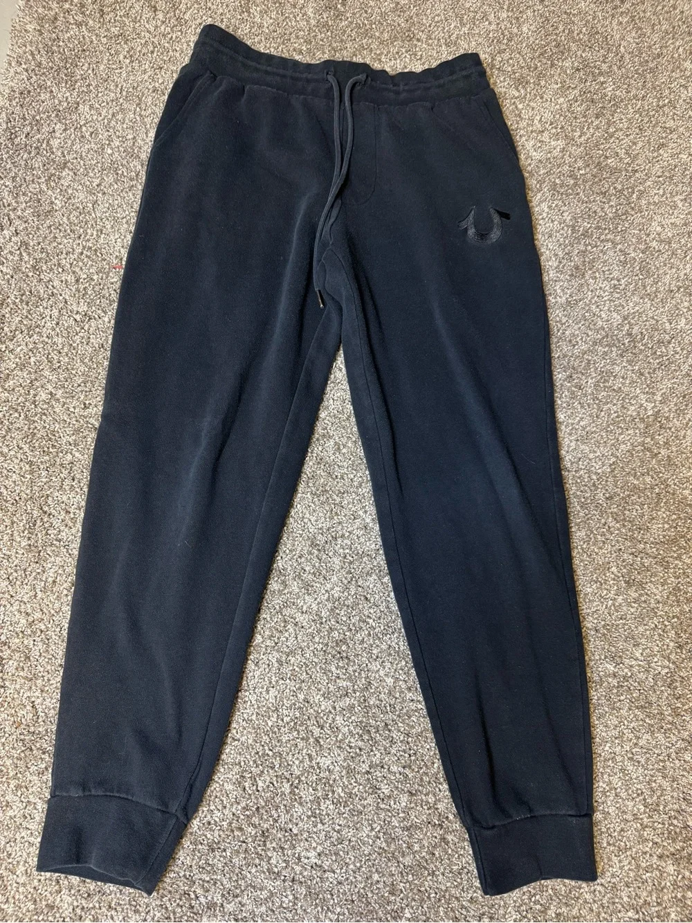 True Religion Black Men's Joggers with Embossed Logo